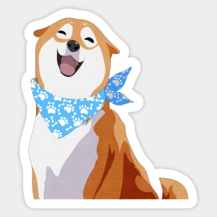 Happy Shiba Inu - Blue Bandana Sticker